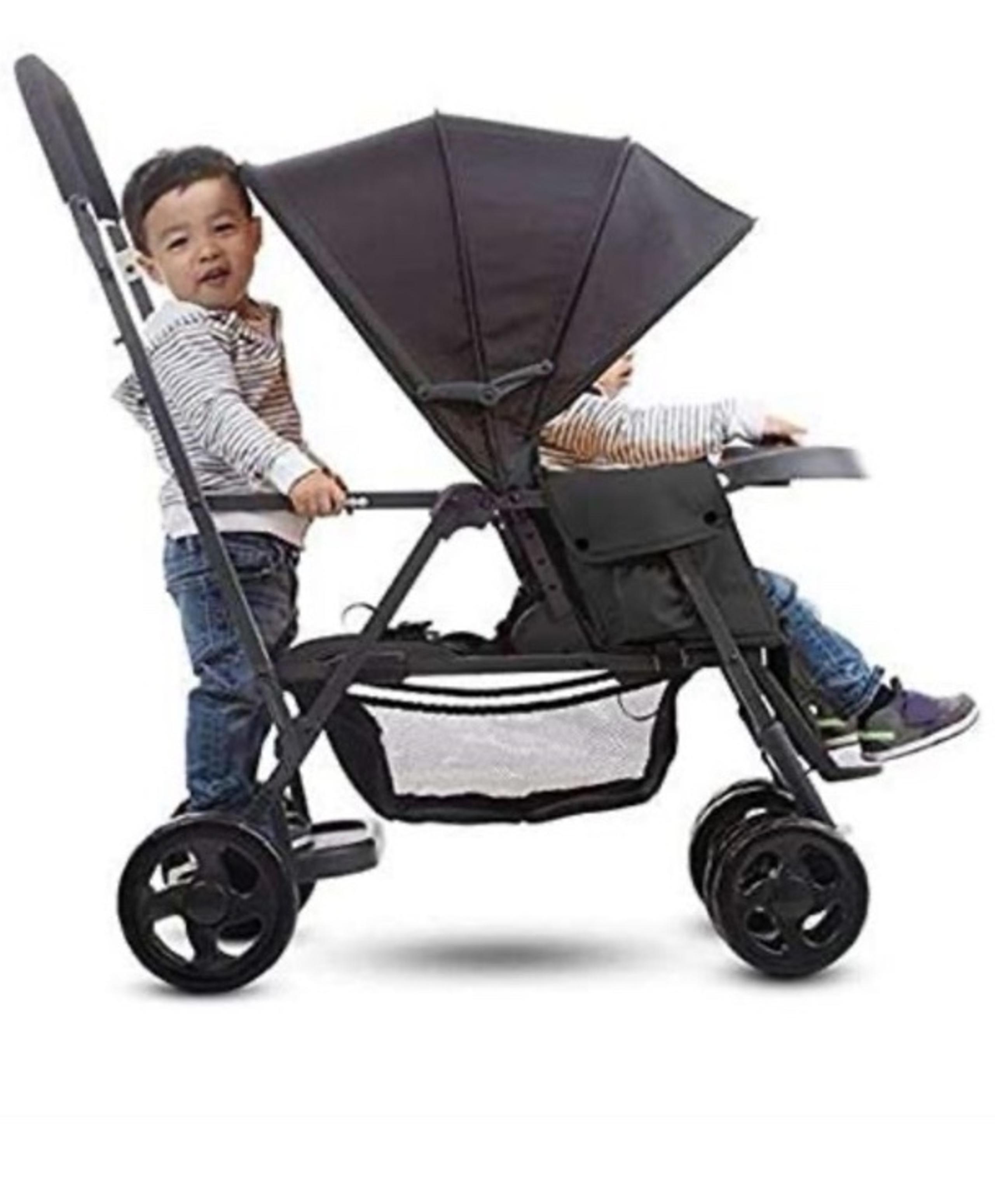 Joovy Caboose Sit and Stand Double Stroller with Rear Bench and Standing Platfor