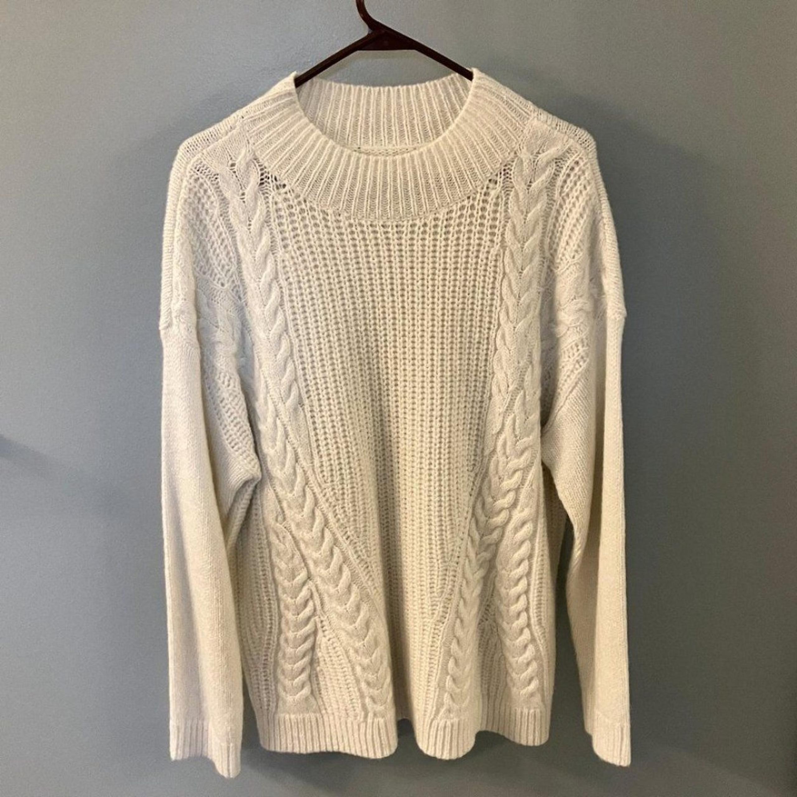 Simply Vera Wang Womens White Cable Knit Heavyweight Sweater - XL