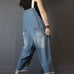 Women's jeans capris overalls romper hand-painted piping to make old casual