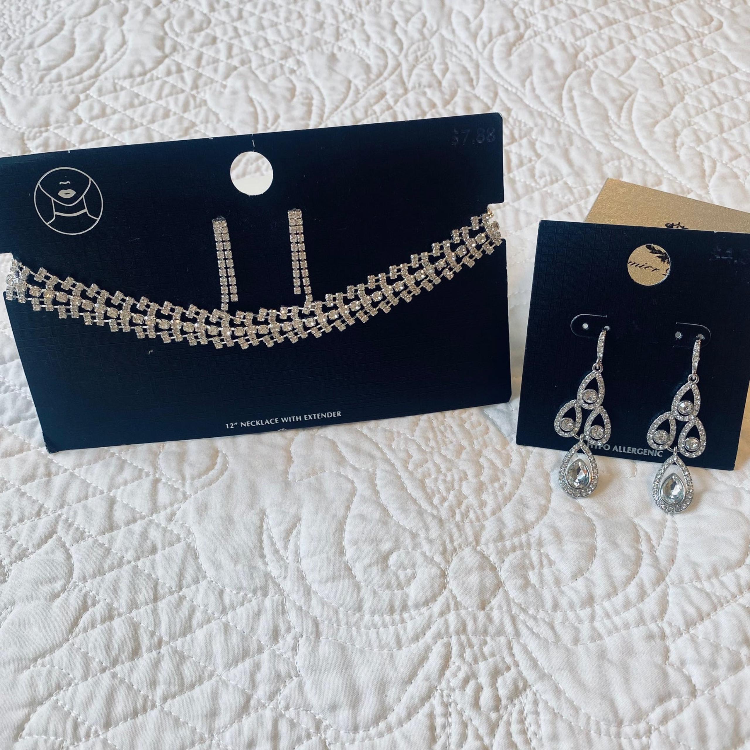 {NWT} 3pc Rhinestone Necklace Set & Teardrop Earrings - Custom Variety Pack