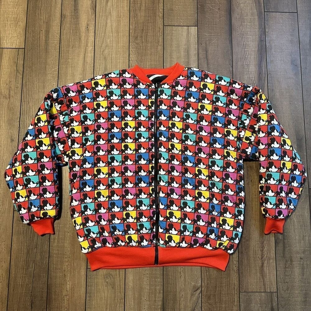 RARE Vintage Mickey Mouse Checkered Reversible Jacket AOP