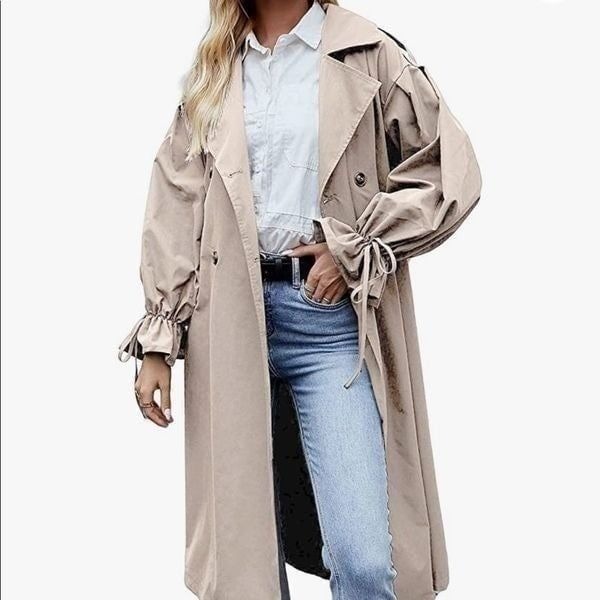 NEW Double Breasted Lapel Windproof Trench Coat