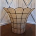 Vintage Capiz Shell Lamp Shade Scalloped Rim Goldtone Welded Metal