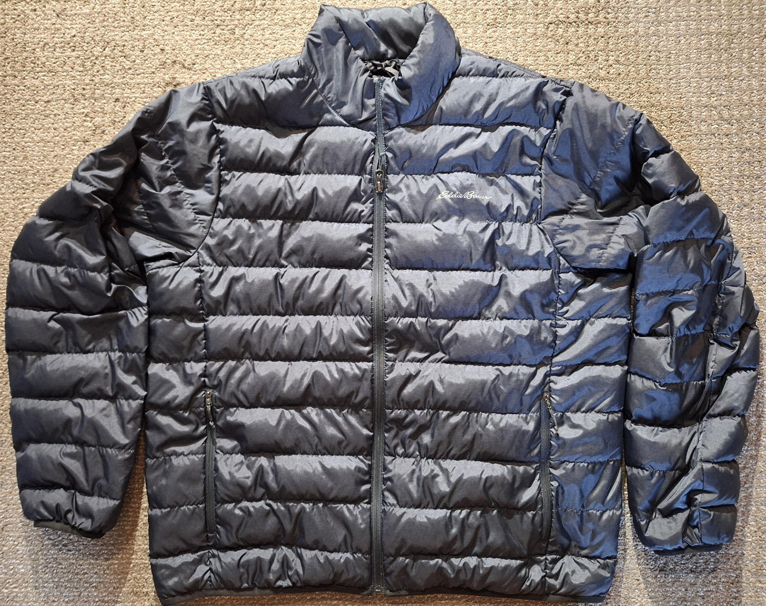 Men's Down Puffer Jacket Blue Size XL W/Bag - Eddie Bauer