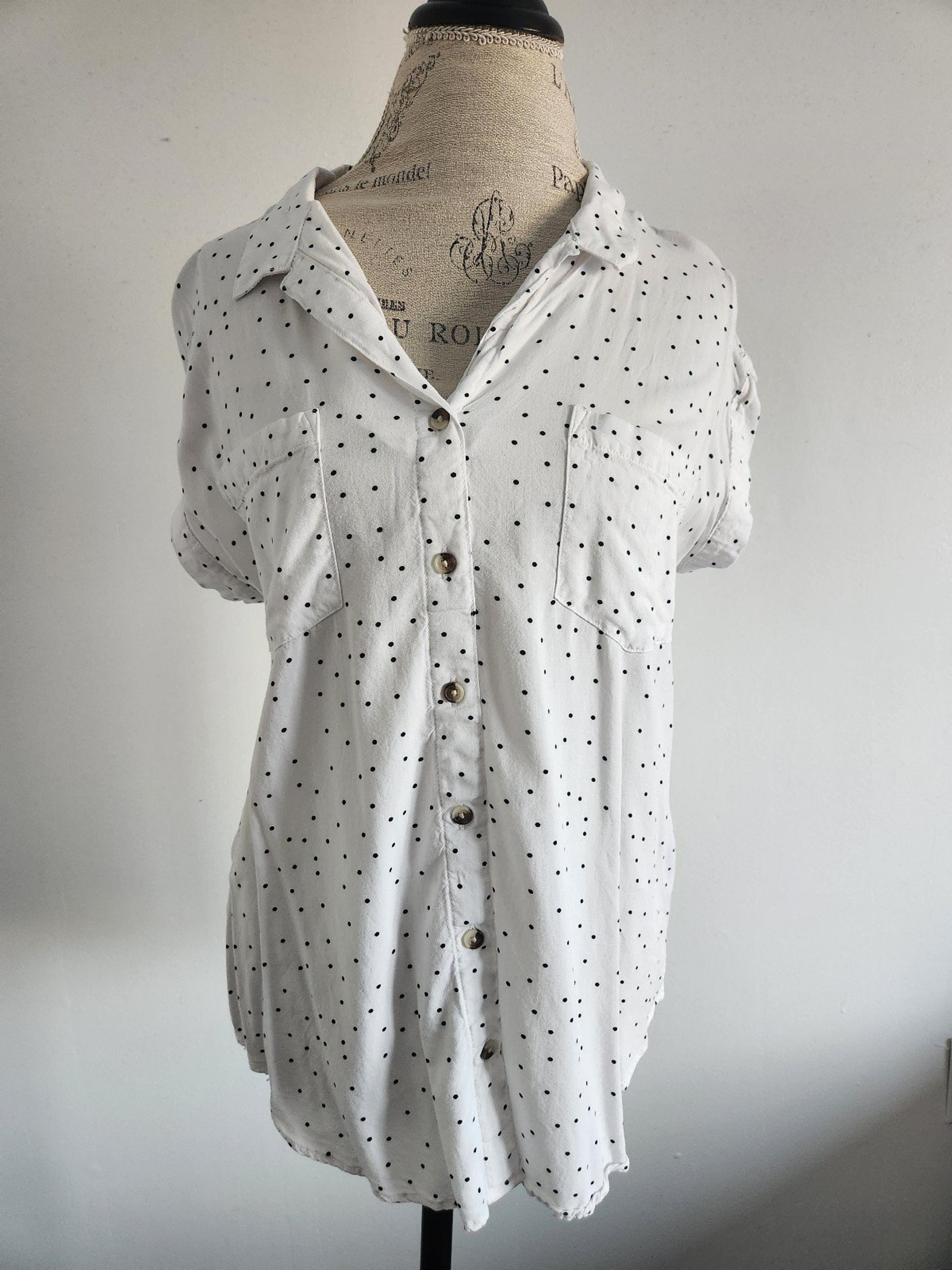 Women's Jachs White And Black Button Down Shirt Size Large Brand New
