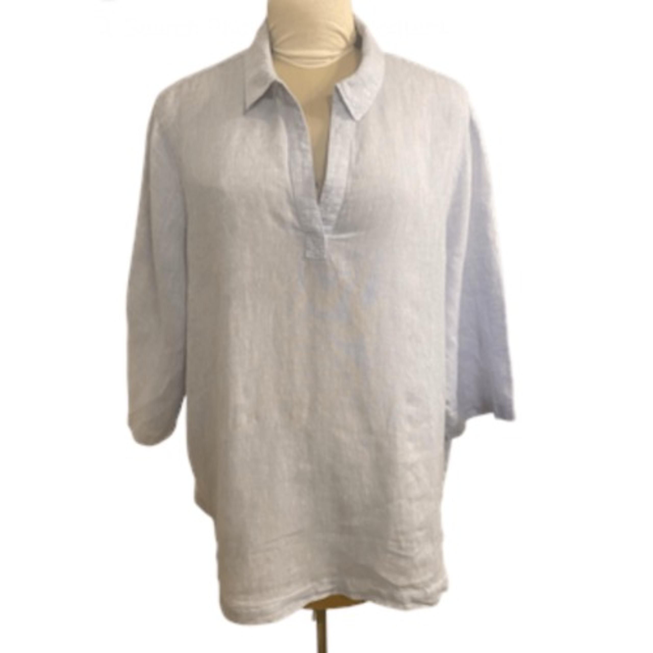 Sigrid Olsen 100% Linen Lt. Blue/Chambray Top 2X Tunic Plus Size