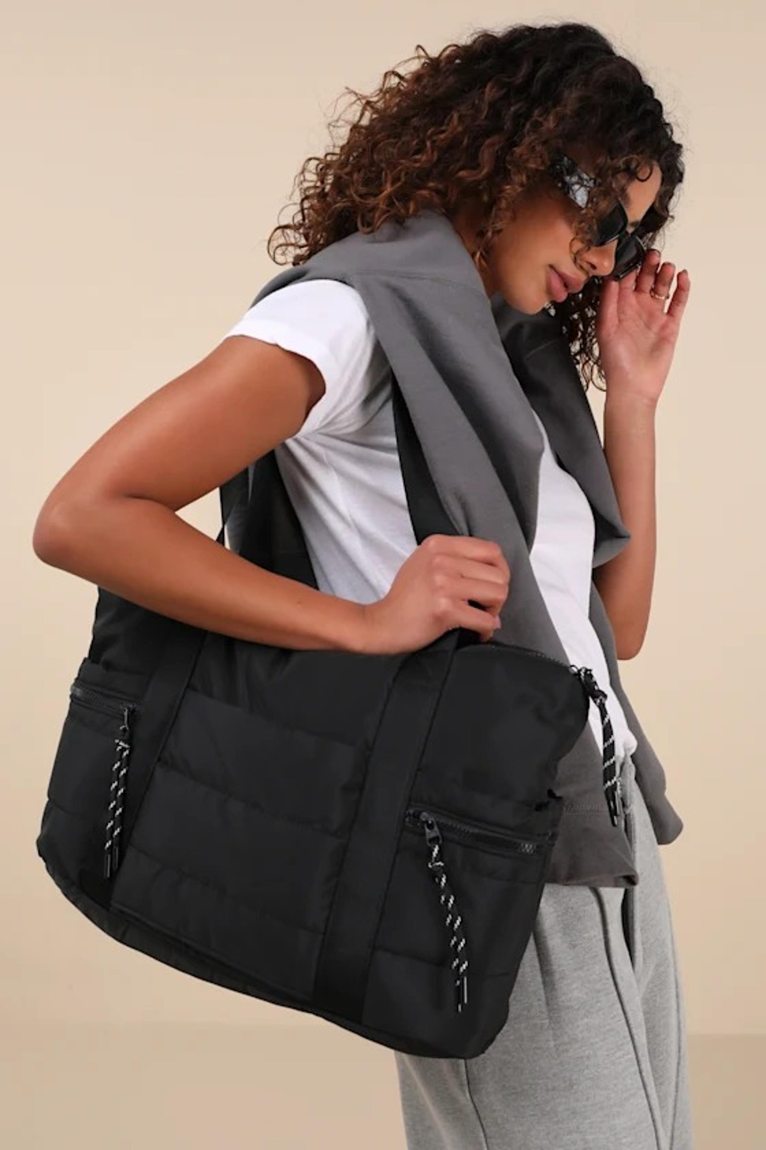 Genet Black Nylon Quilted Weekender Bag. ( FreeShip + Sale Off 40% )