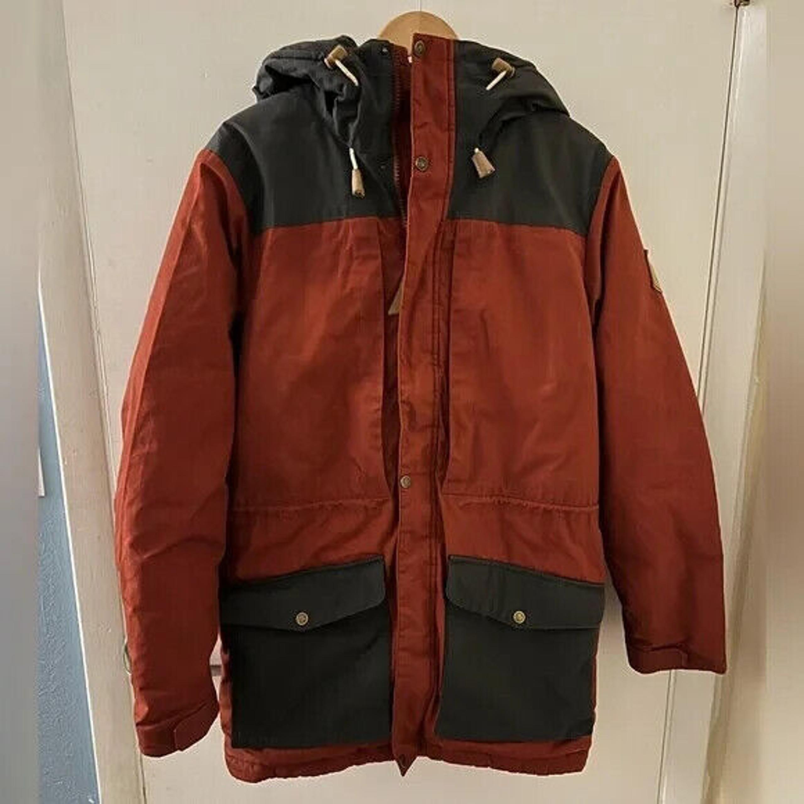 Fjallraven Singi Wool Padded Parka Coat Jacket G-1000 Orange / Gray Men's Medium