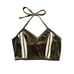 Y2K Jessi USA Brown Velour Blokette Mini Halter Top Size Small