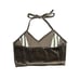 Y2K Jessi USA Brown Velour Blokette Mini Halter Top Size Small
