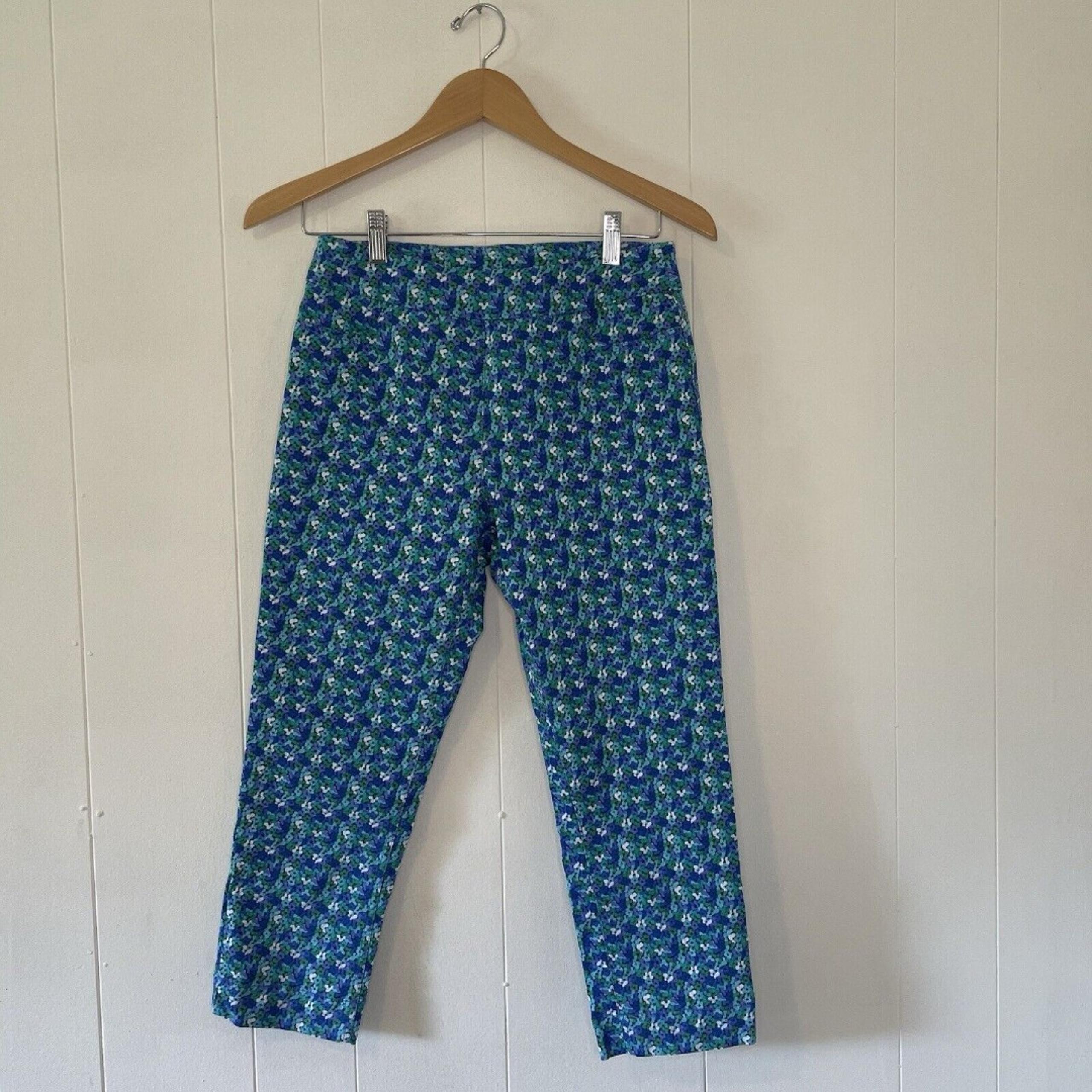 Soft Surroundings Super Stretch Capri Size Petite Small Pull on Crop Floral Blue