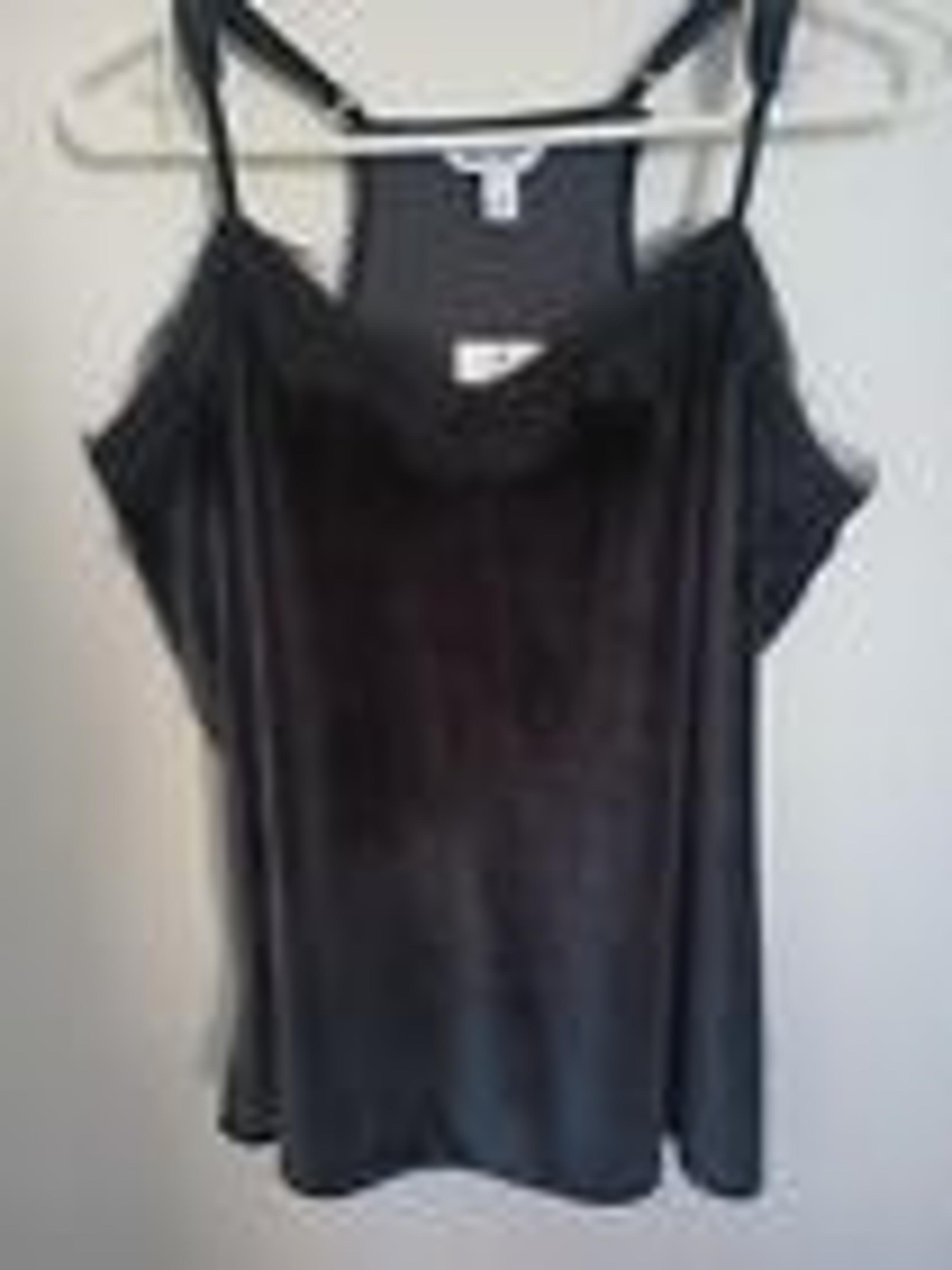 NEW NINE WEST WOMEN'S LACE TRIM VELOUR CAMI CAMISOLE MINERAL BLACK SIZE MEDIUM
