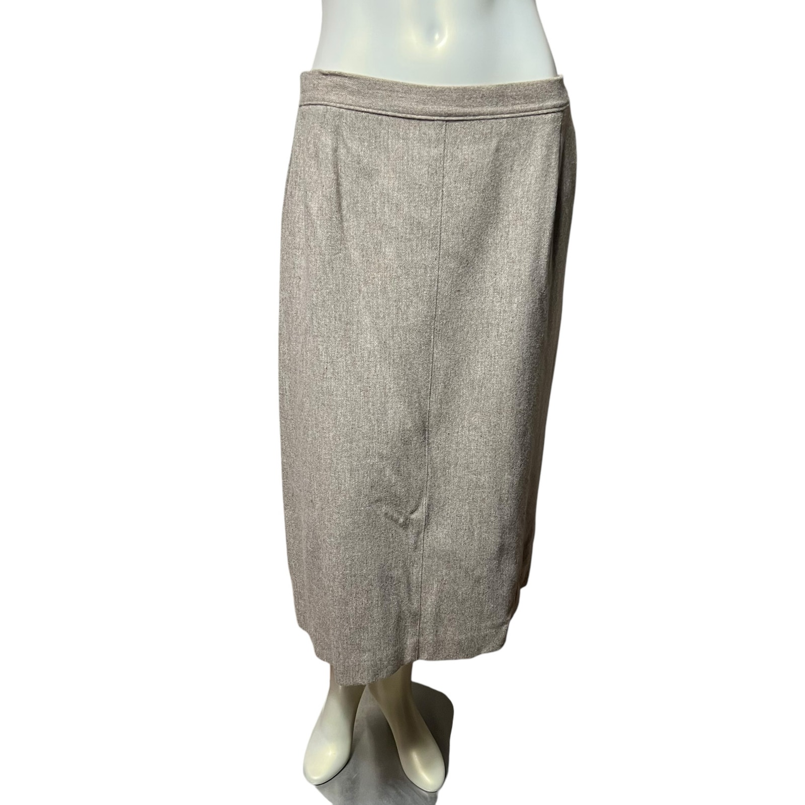 Koret 100% Wool Midi Skirt Beige Made in USA Classic Career Wear Vintage