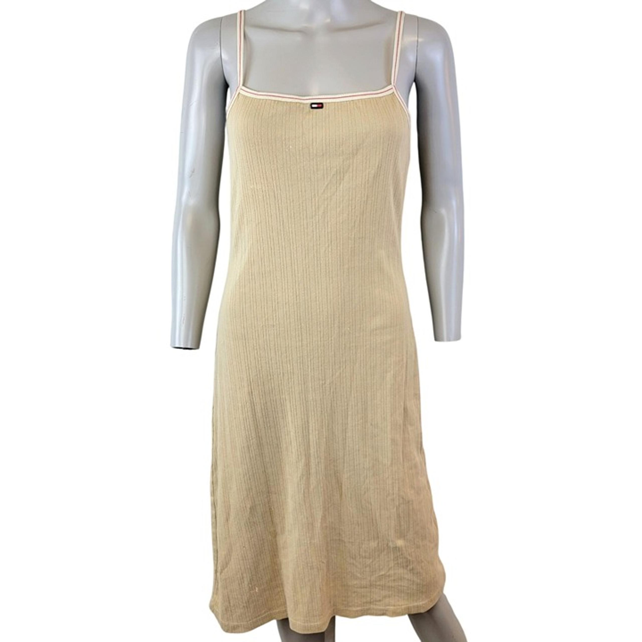 Tommy Hilfiger Vintage 90s Dress Women Medium Casual Beige Summer Y2K Tank Sun 8