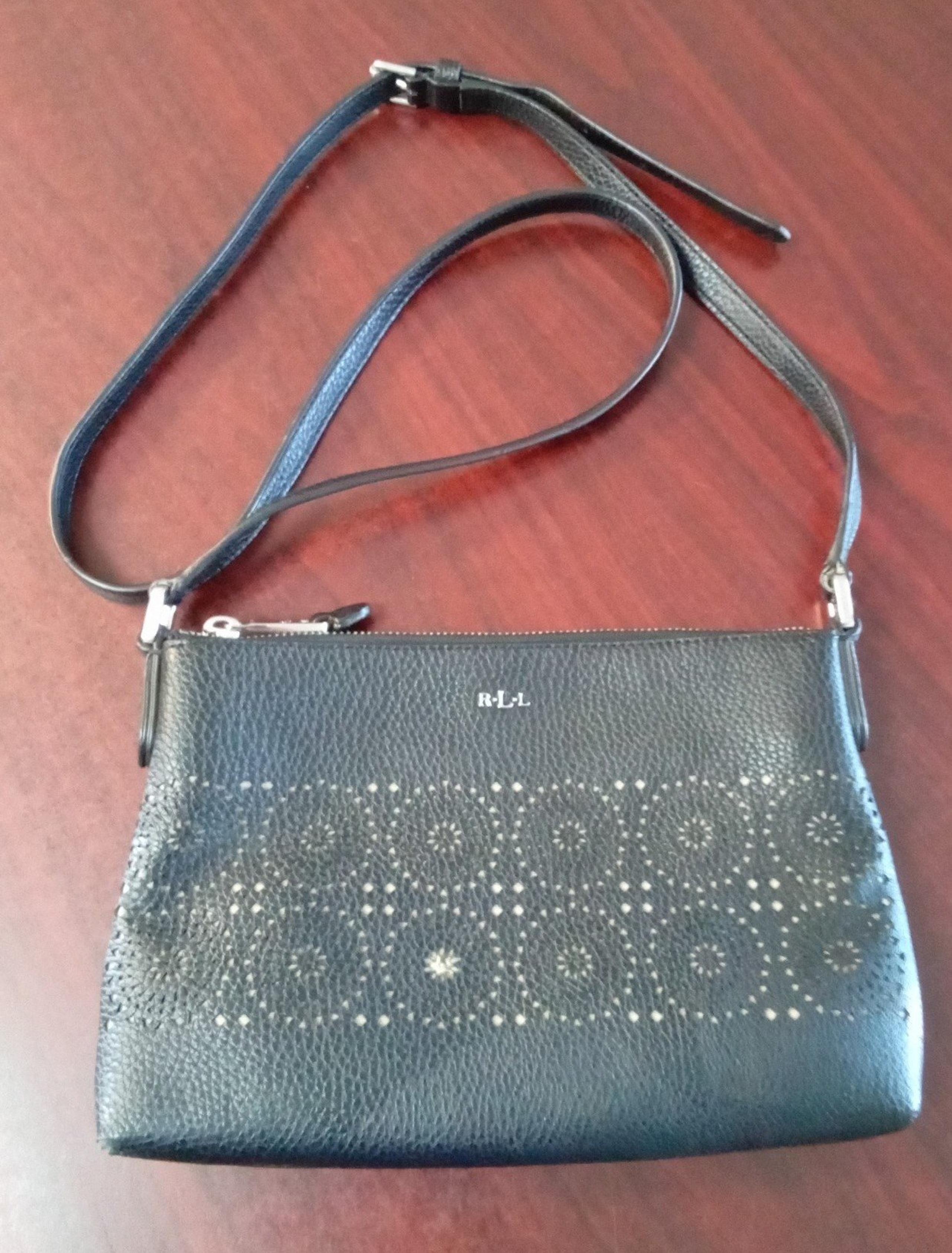Lauren Ralph Lauren Faux Pebbled Leather Black Crossbody Bag