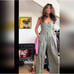 Zara Full Length GABARDINE Jumpsuit Dark Khaki Size M.