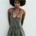 Zara Full Length GABARDINE Jumpsuit Dark Khaki Size M.