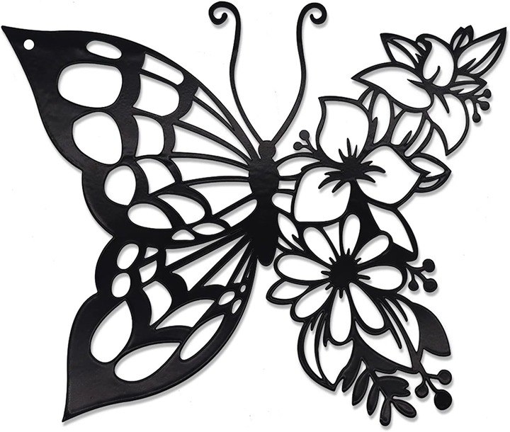 Boho Butterfly Wall Art Metal Flower Hanging Home Decor