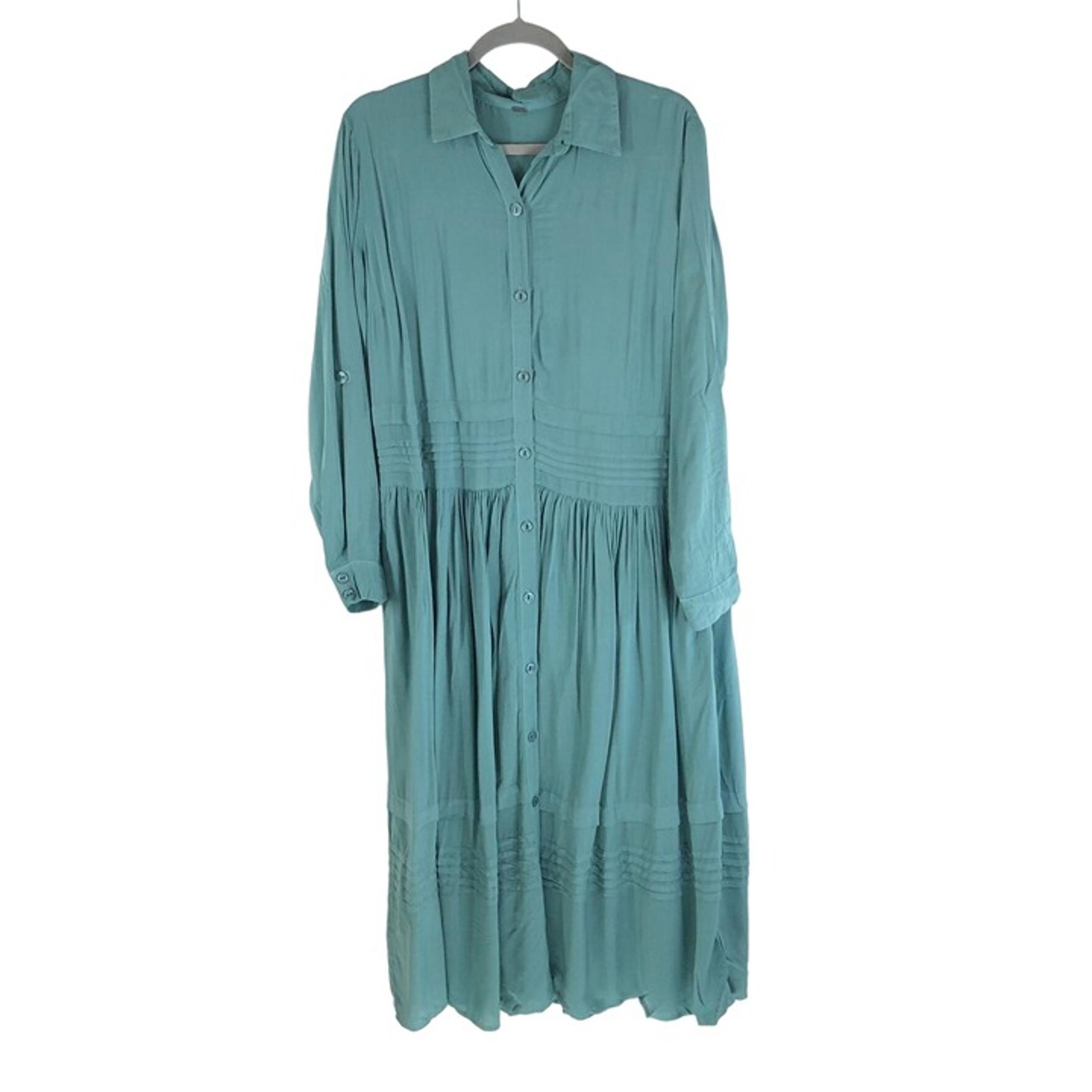 NWOT Young Fabulous & Broke Green Long Sleeve Pleated Button-Down Dress Size S