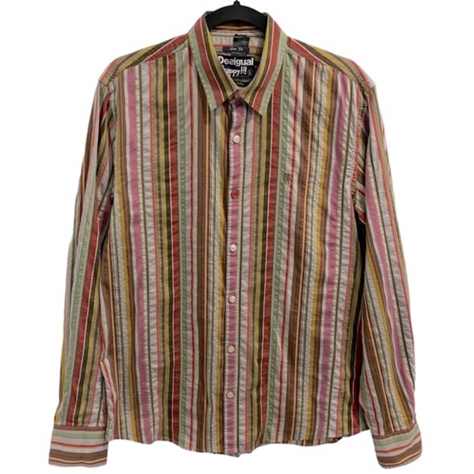 Desigual Happy Striped Slim Fit Long Sleeve Button Down