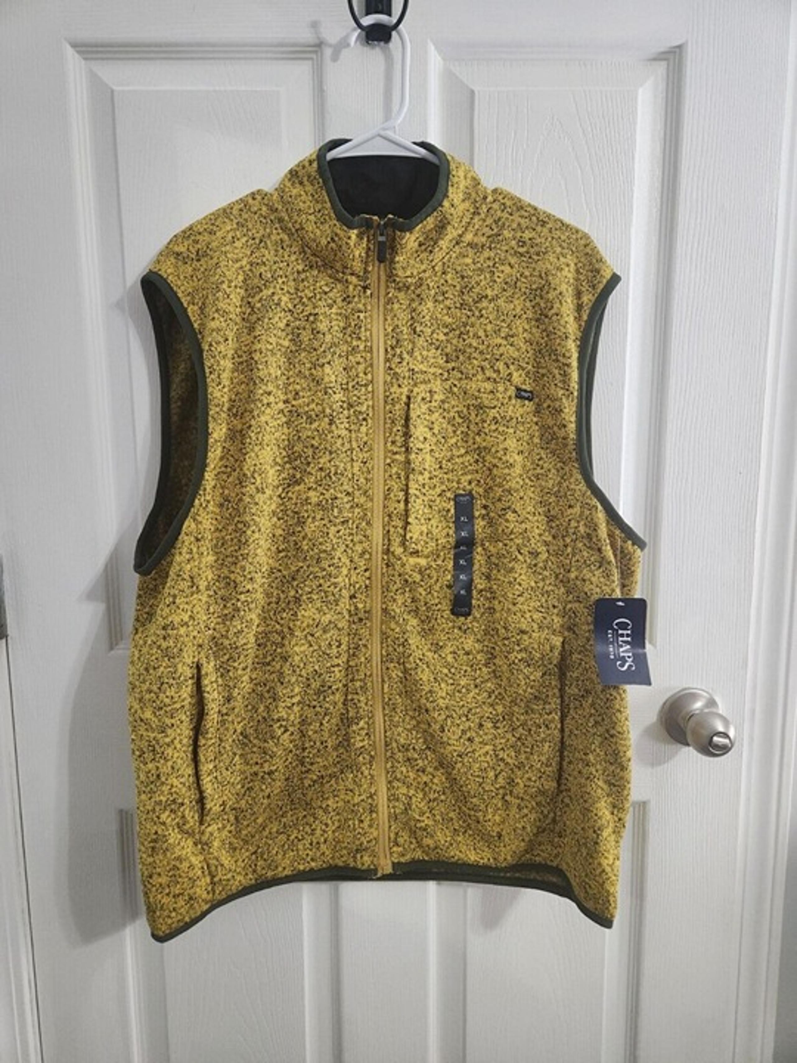 NWT Chaps mustard yellow Knit full zip lagenlook lumberjack men vest size XL