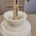 Milk Glass Hurricane Lampshades Double Gold Band with Fluted Tops Set of 2