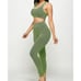 Green black active leggings set