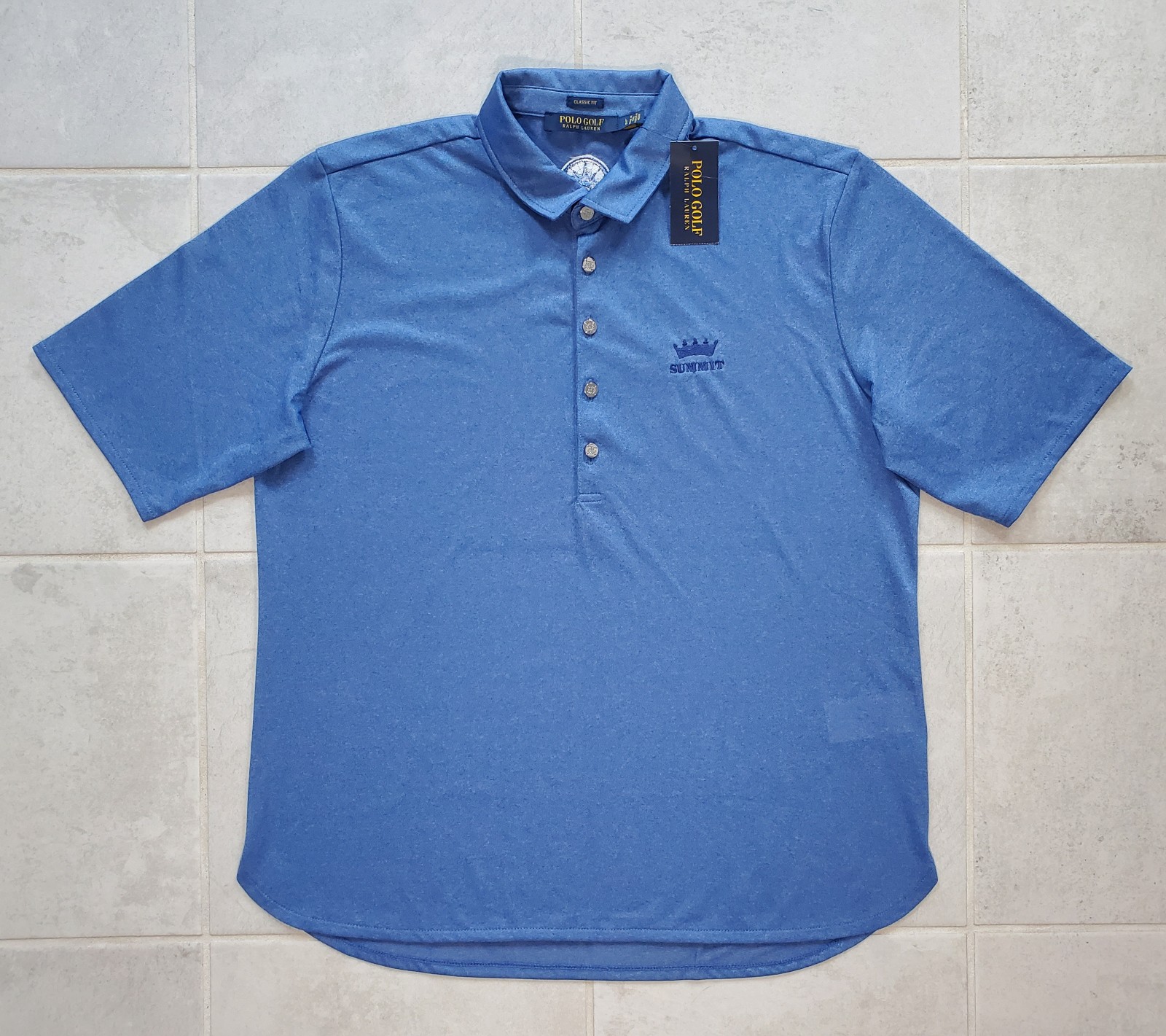 Polo Golf Women's Large Ralph Lauren Classic Fit Stretch Top Blue Summit Logo