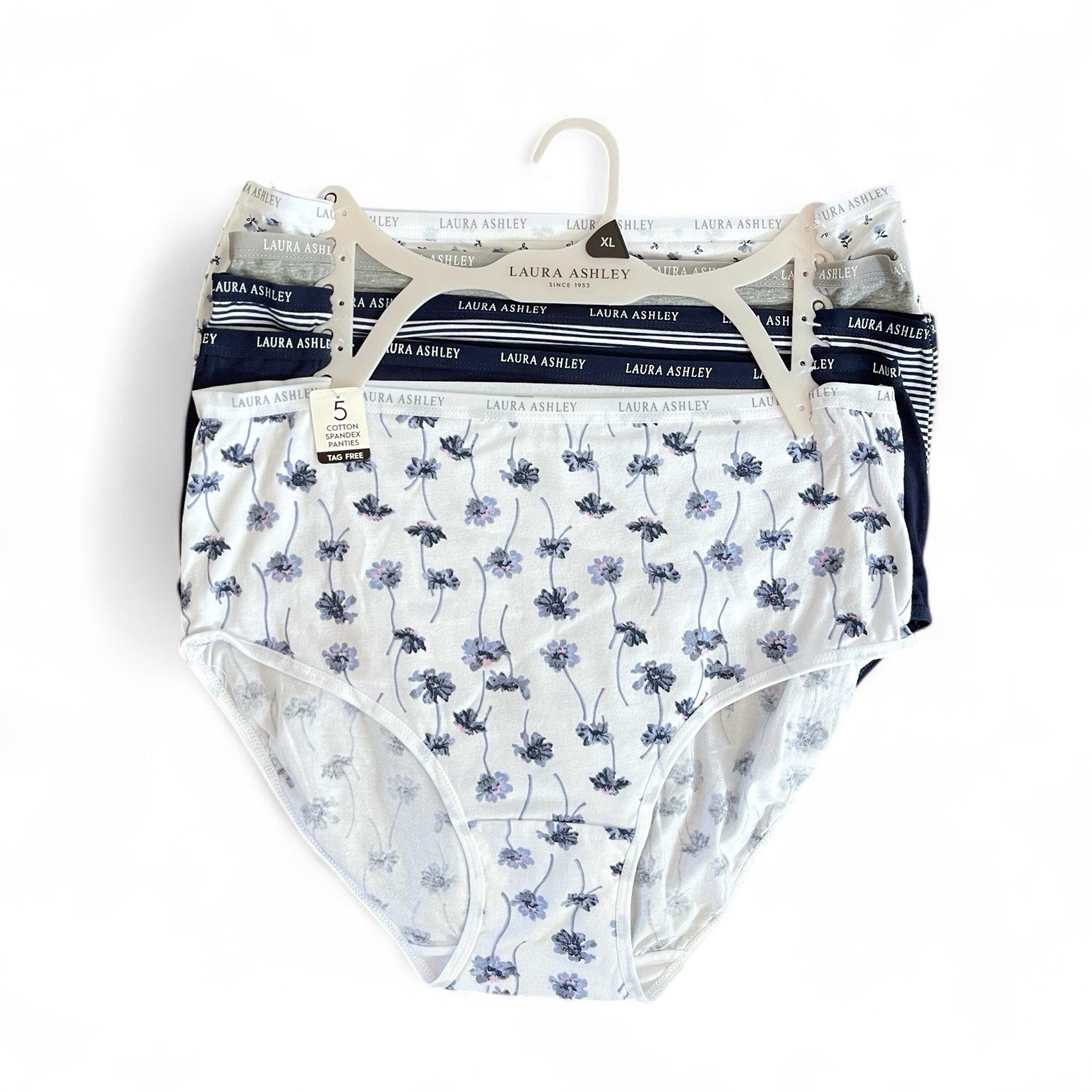 Laura Ashley 5pck Size XL Cotton Brief Underwear Panties Solid Floral