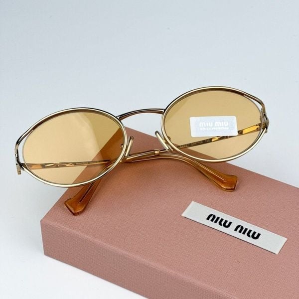 NEW Miu Miu MU52YS Pink Gold Metal Sunglasses Sunglasses