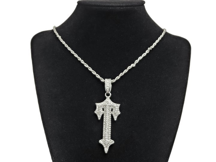20 Mens 2ct Diamond 14K White Gold Cross Rope Chain Necklace 14K Silver Jewelry