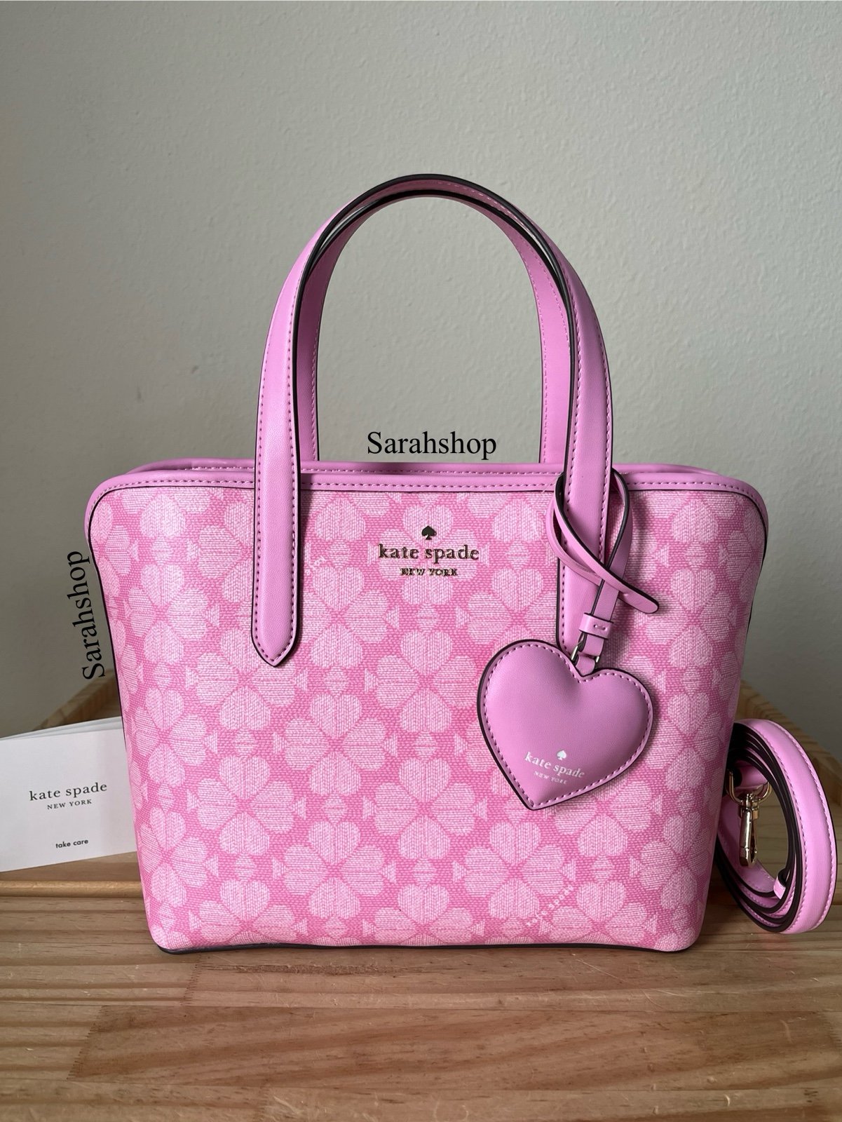 Kate Spade Spade Flower Small Tote With Heart Dangle