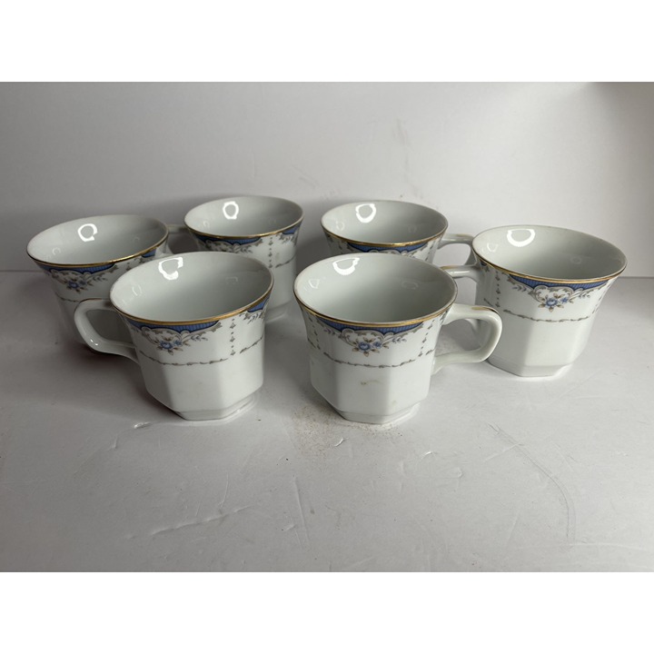 Set of 6 Flat Cups - Seizan Fine China Japan Mood Indigo 7936