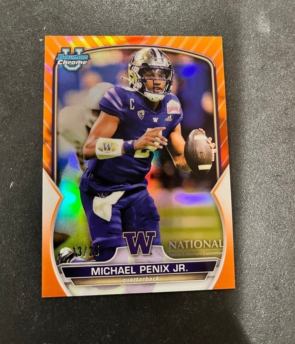 MICHAEL PENIX JR 2023 Bowman Chrome University National ORANGE Refractor # /25
