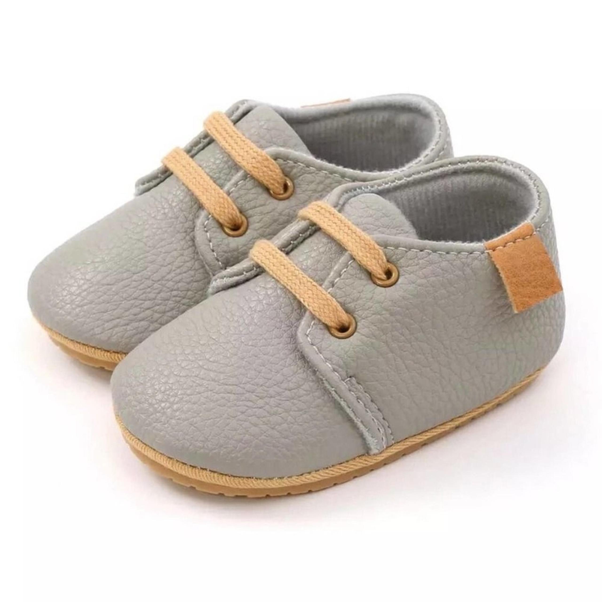 New Baby leather boy girl shoes gray size 3
