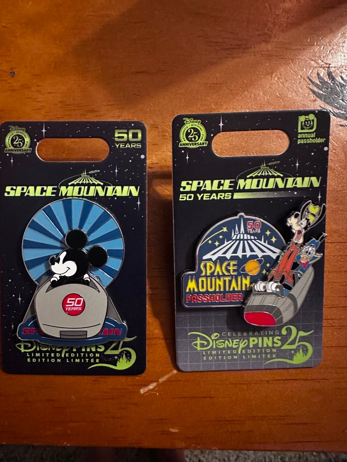 Disney Parks space mountain 50th anniversary pins set of 2