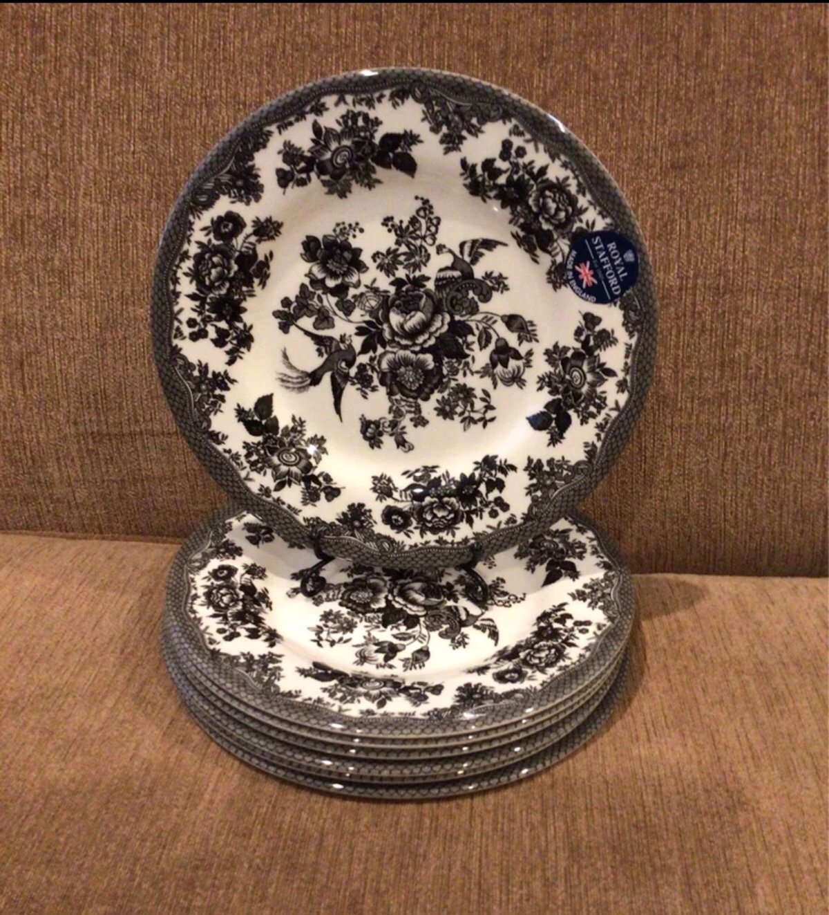 ROYAL STAFFORD Floral Pheasant Appetizer Plates Set of 7
