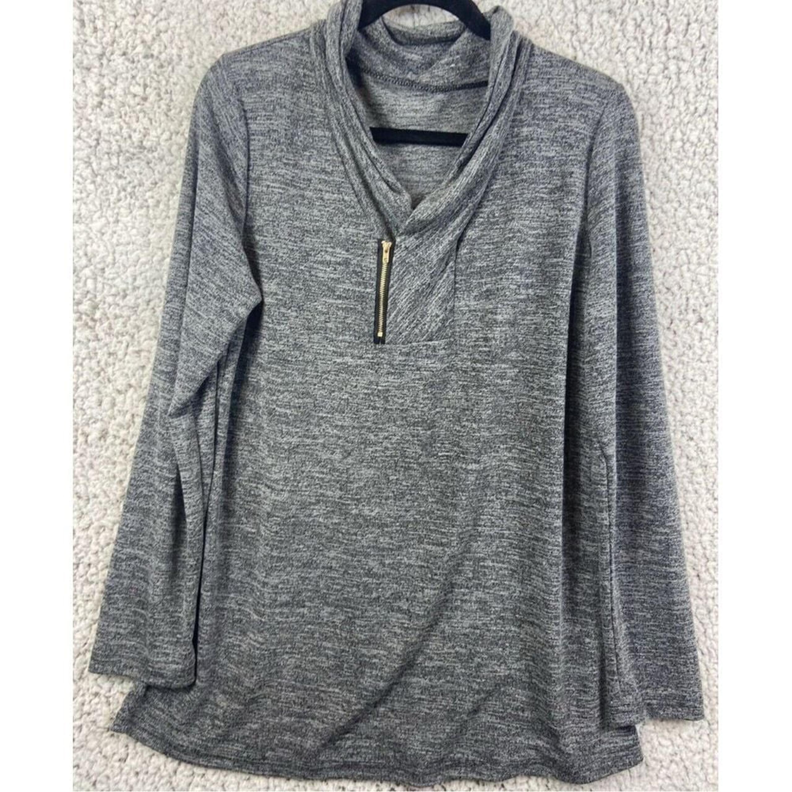 Gray 1/3 zip up long sleeve tight light knit sweater women's size 2XL WS2