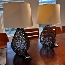 Pear Shaped Woven Rattan Table Lamp W/ Shade