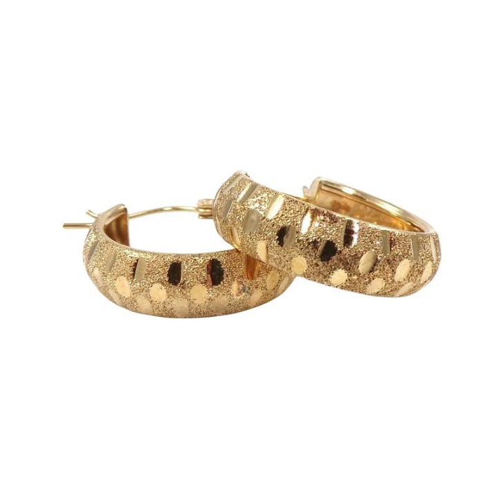 Solid 14K Yellow Gold Diamond Cut 20mm Hoop Earrings