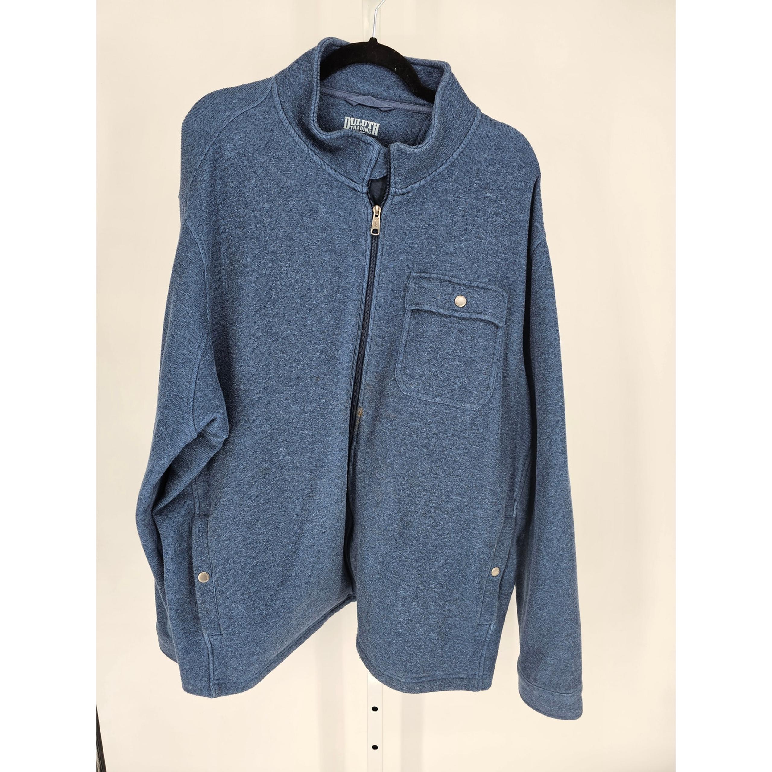 Duluth Trading Co. Men's Silver Lining Fleece Full Zip Mock Blue Jacket Size 3XL