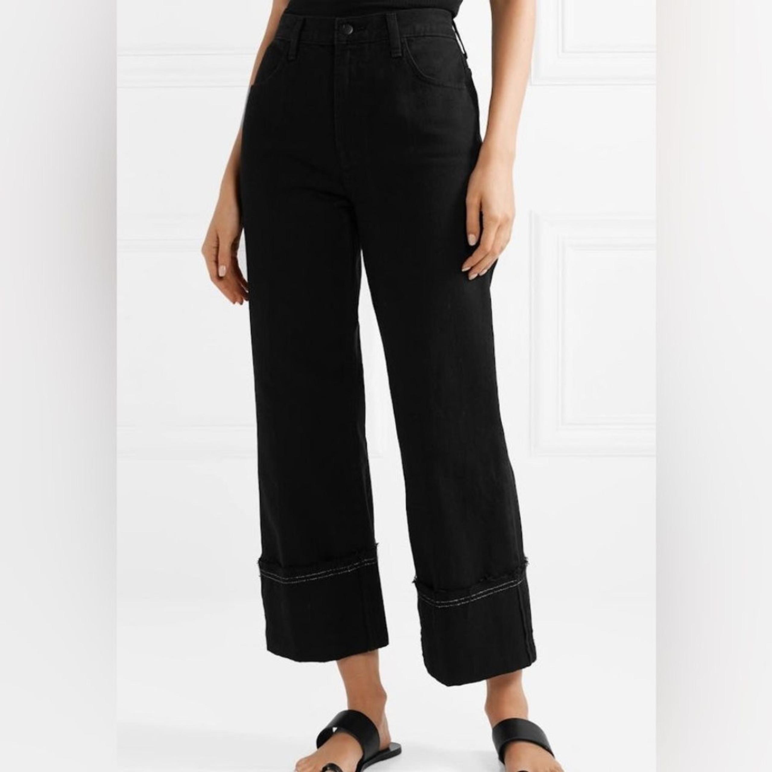 J Brand Joan Cropped Wide Black Denim