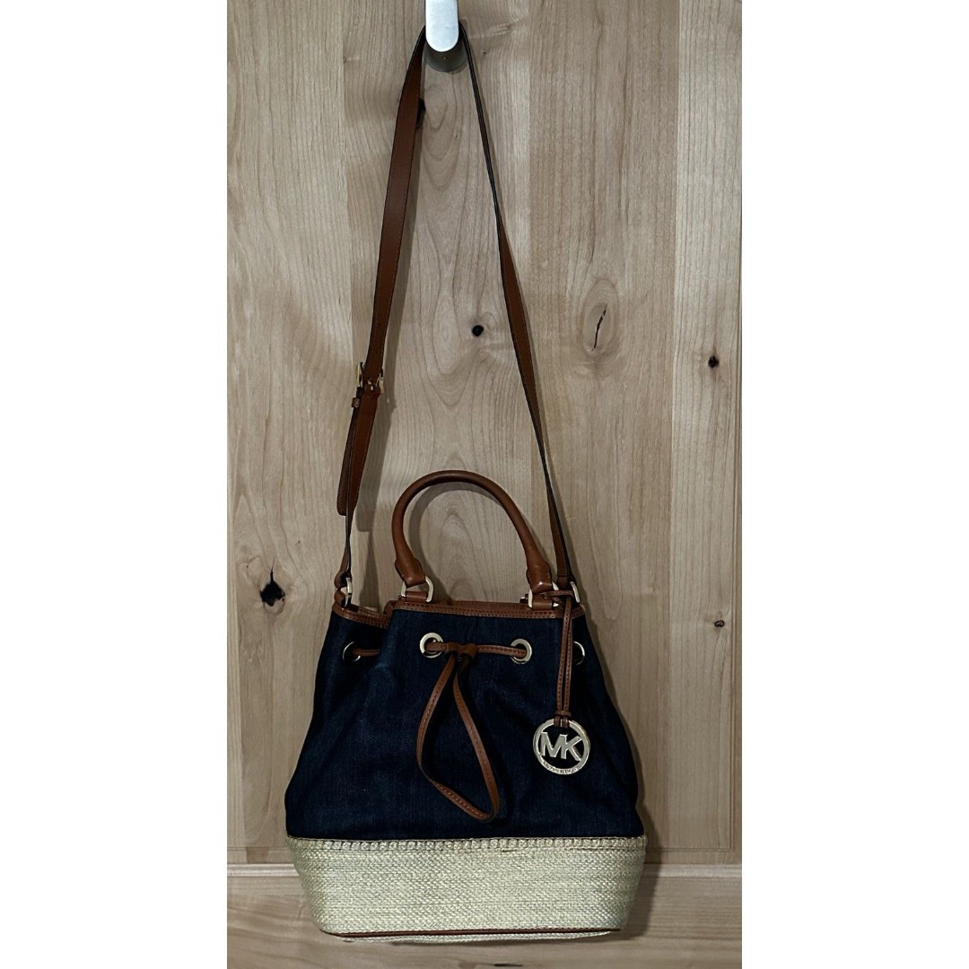 Michael Kors Marina Large Espadrille Denim Shoulder Bag EUC