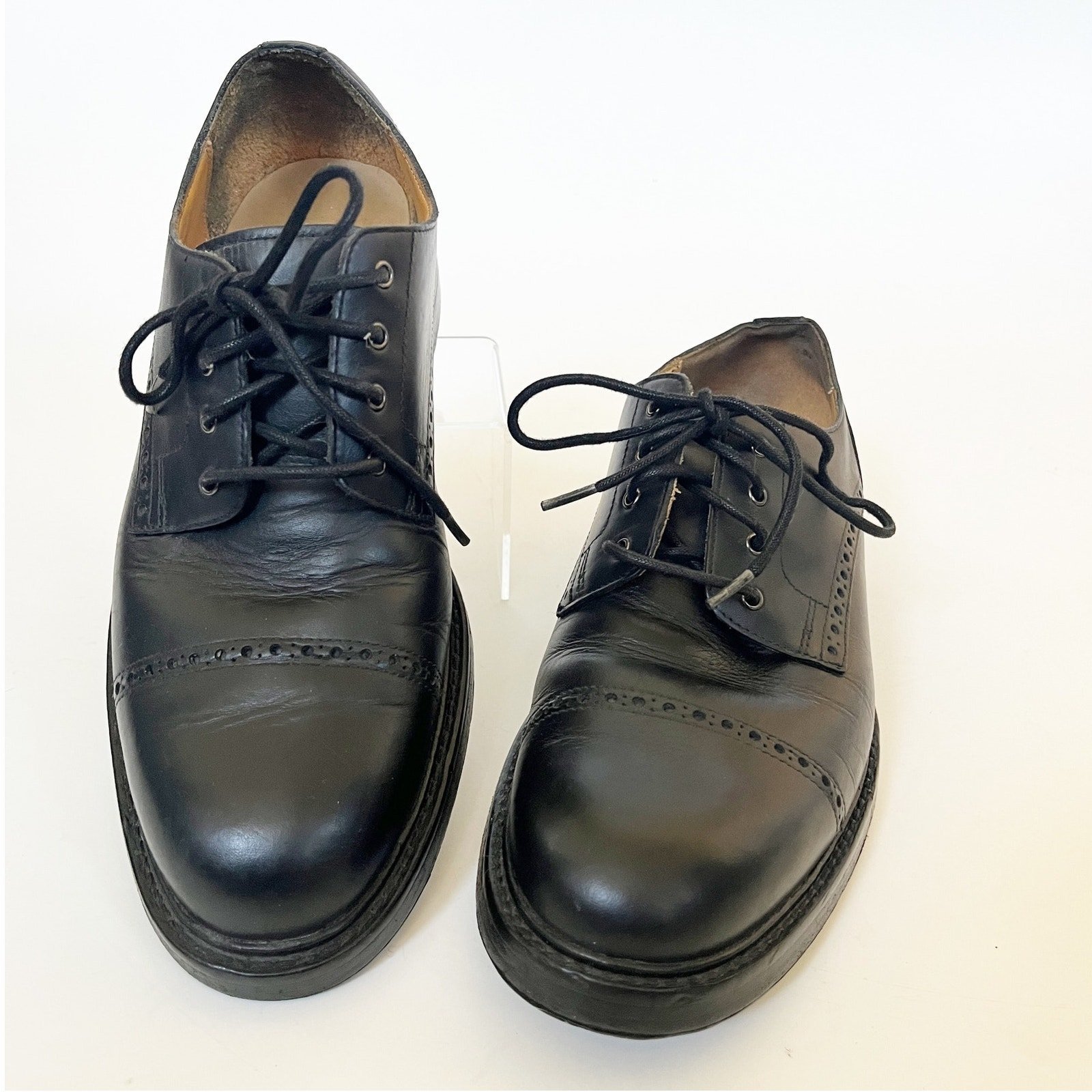 Polo Ralph Lauren Leather Asher Wing Tip Oxford Dress Shoes Black Preppy Sz 8D