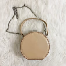 NWOT Zara Nude/Blush Patent Leather Round Hard Side Crossbody Bag