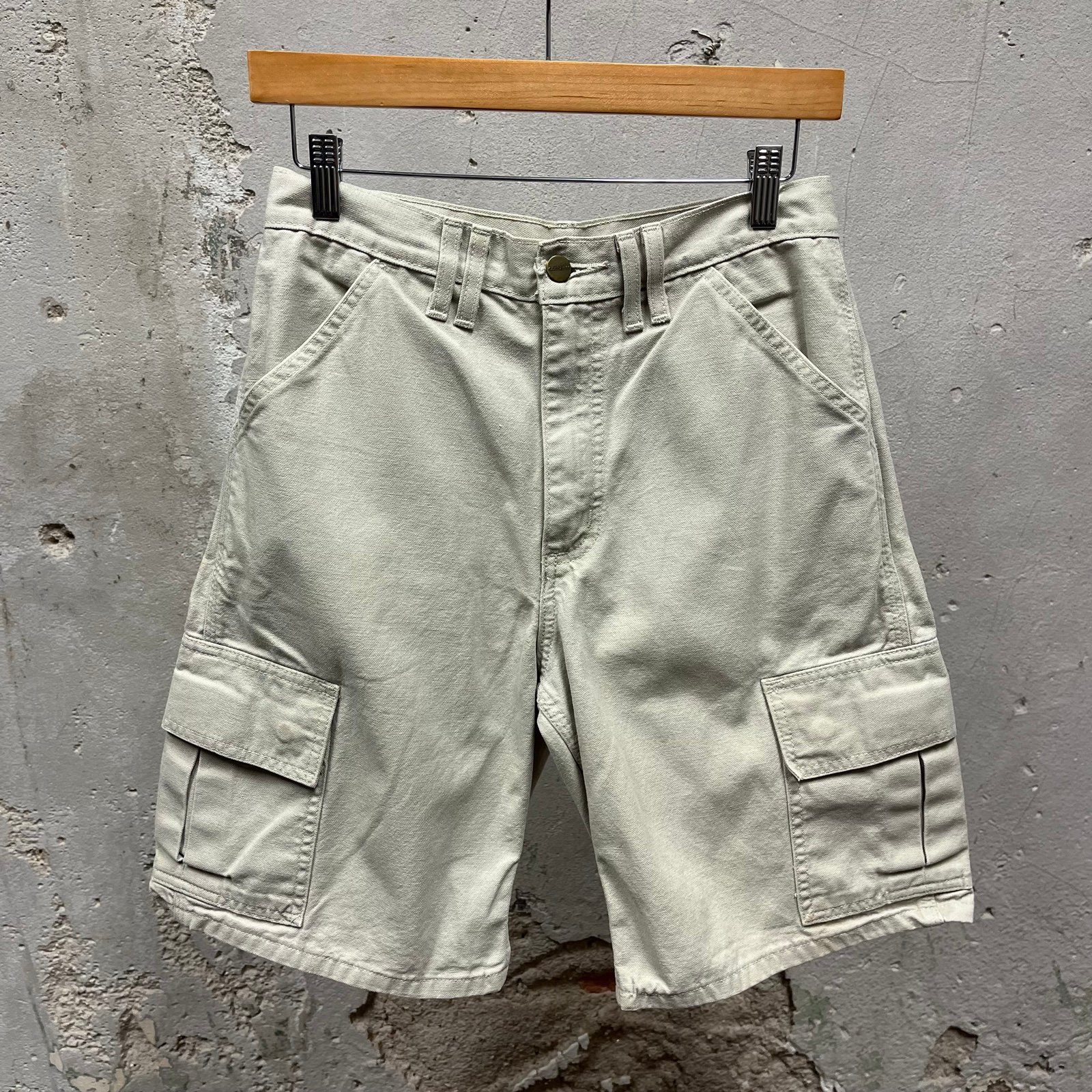 Carhartt Khaki Tan Cargo Long Inseam Workwear Canvas Shorts 28x9 9in Inseam