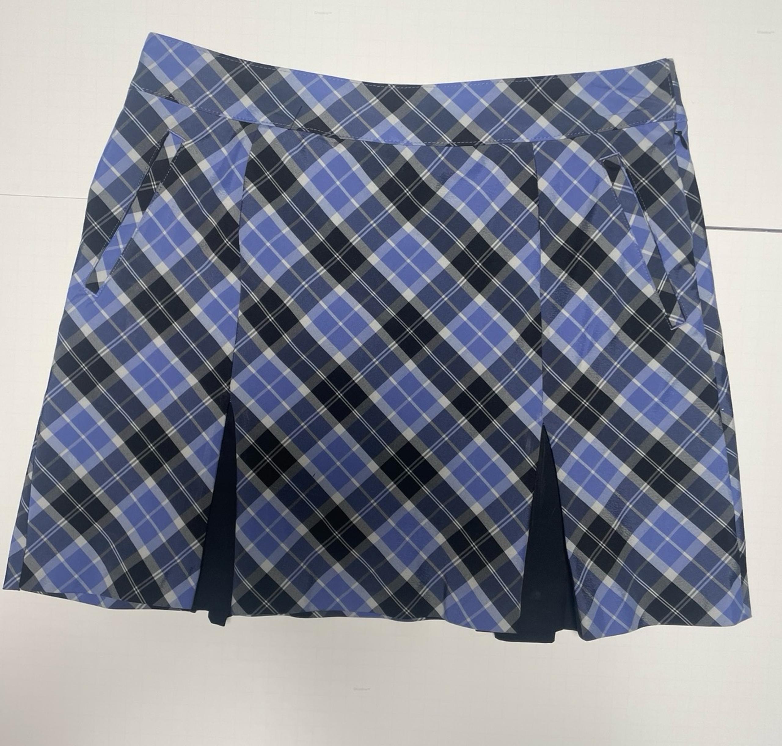 Izod Golf Pleated Periwinkle Black Plaid Performance Skort Women’s 10
