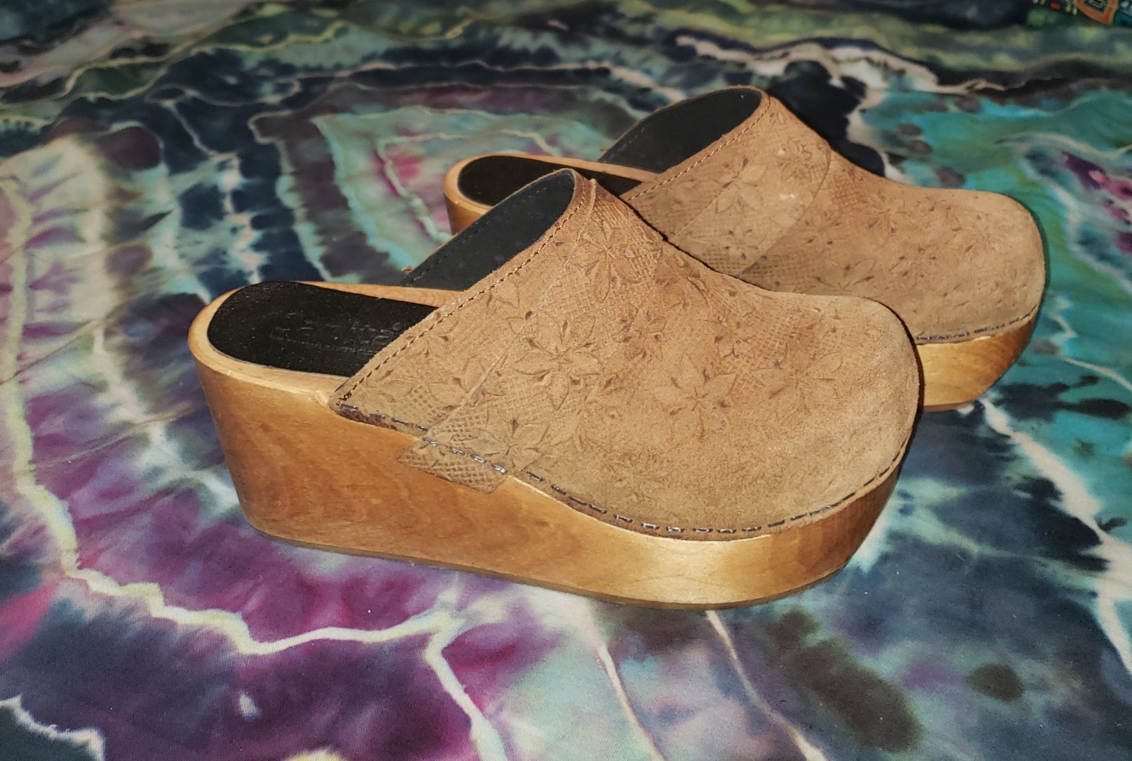 Sanita Wooden Floral Clogs