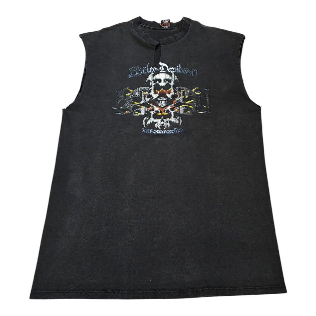 90s 00s HARLEY-DAVIDSON T-shirt Cut-off XXL Size
