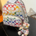 NWT COACH Mini Court Backpack & Bear Charm Rainbow Print